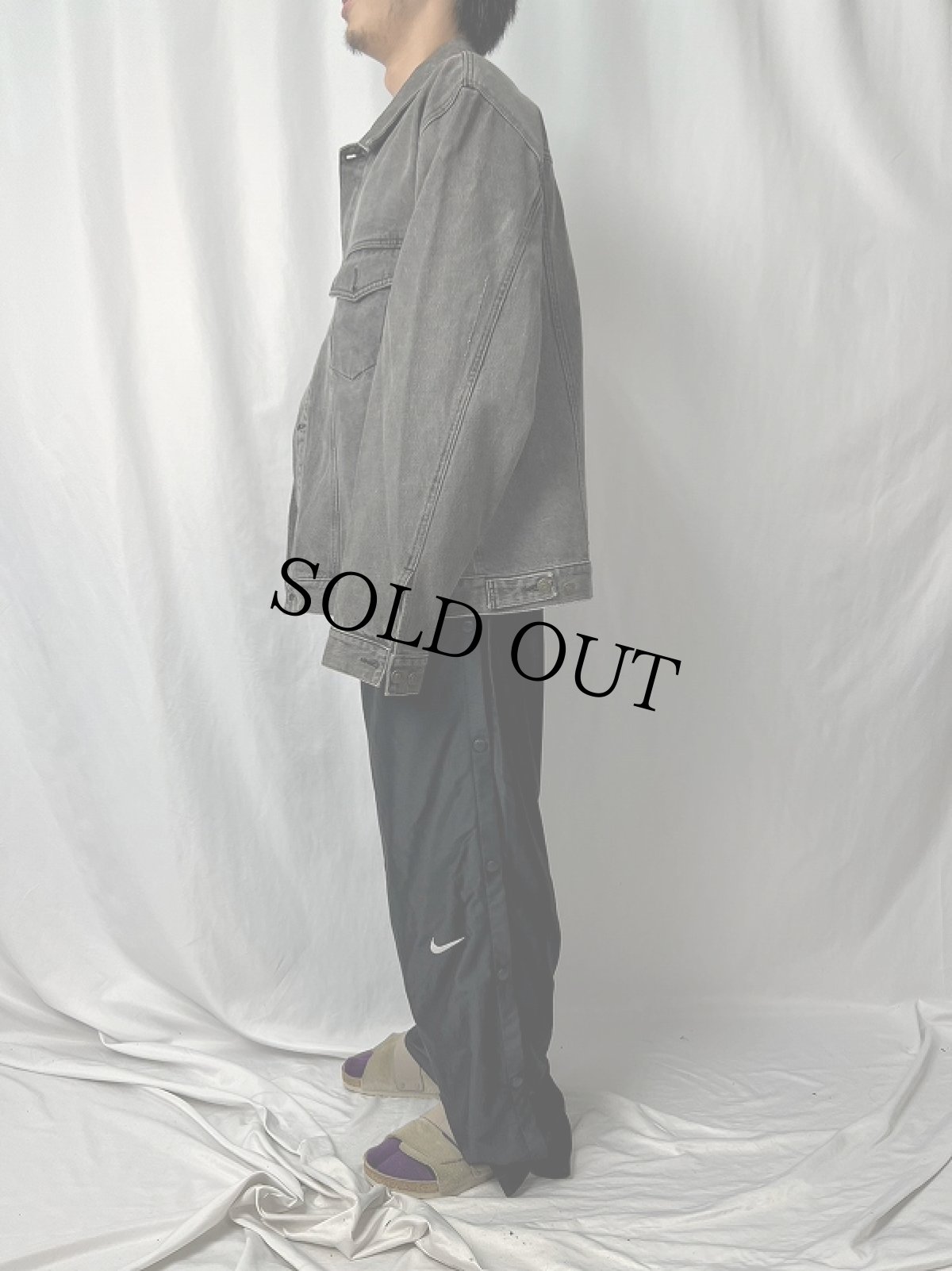 画像3: BRITTANIA ブラックデニムジャケット XL (3)