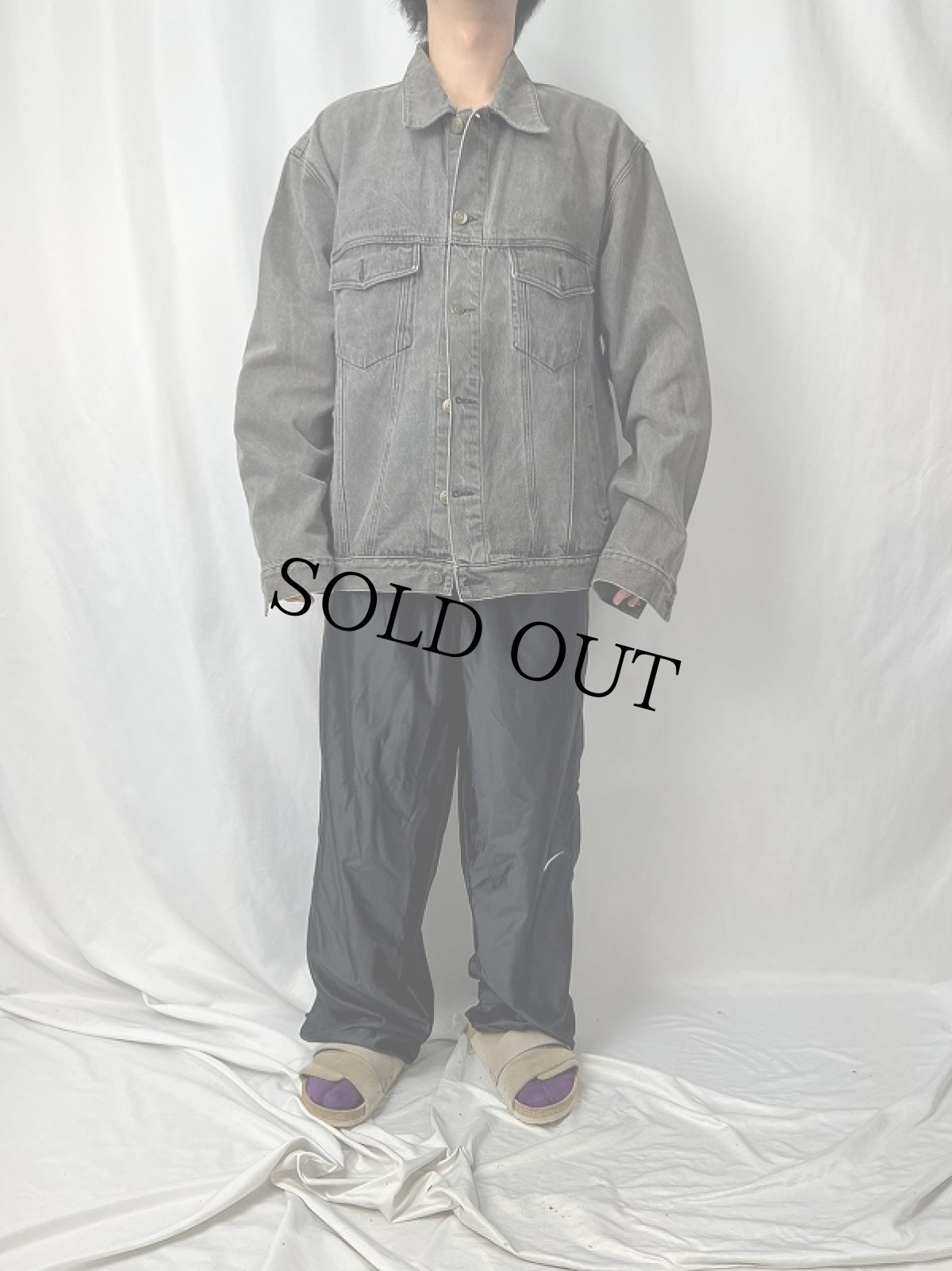 画像2: BRITTANIA ブラックデニムジャケット XL (2)