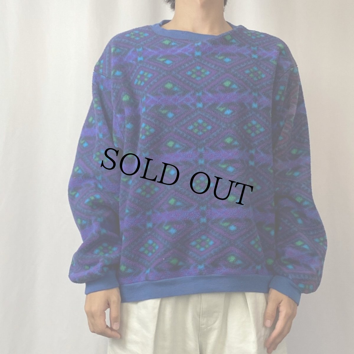 画像2: 〜80's L.L.Bean 総柄 フリーススウェット  (2)