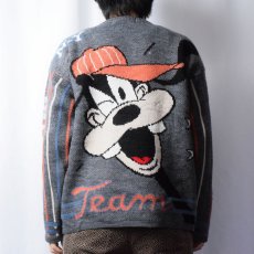 画像3: Disney "GOOFY" キャラクター柄織り アクリル×ウールスキーニットセーター L (3)