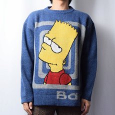 画像2: 2000's THE SIMPSONS "Bart" キャラクター柄織り スキーニットセーター M (2)