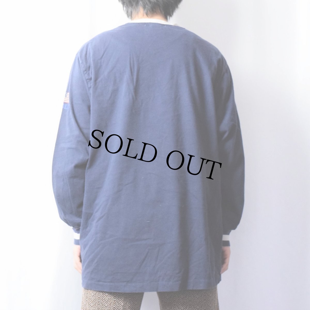 画像3: 90's POLO SPORT Ralph Lauren USA製 "USA" プリントロンT NAVY L (3)