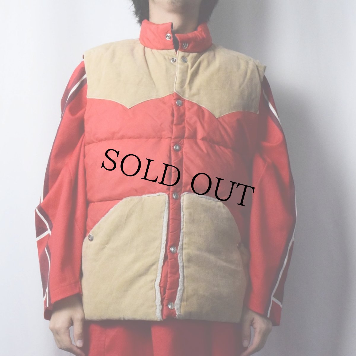 画像2: 80's GERRY ウエスタンダウンベスト L (2)