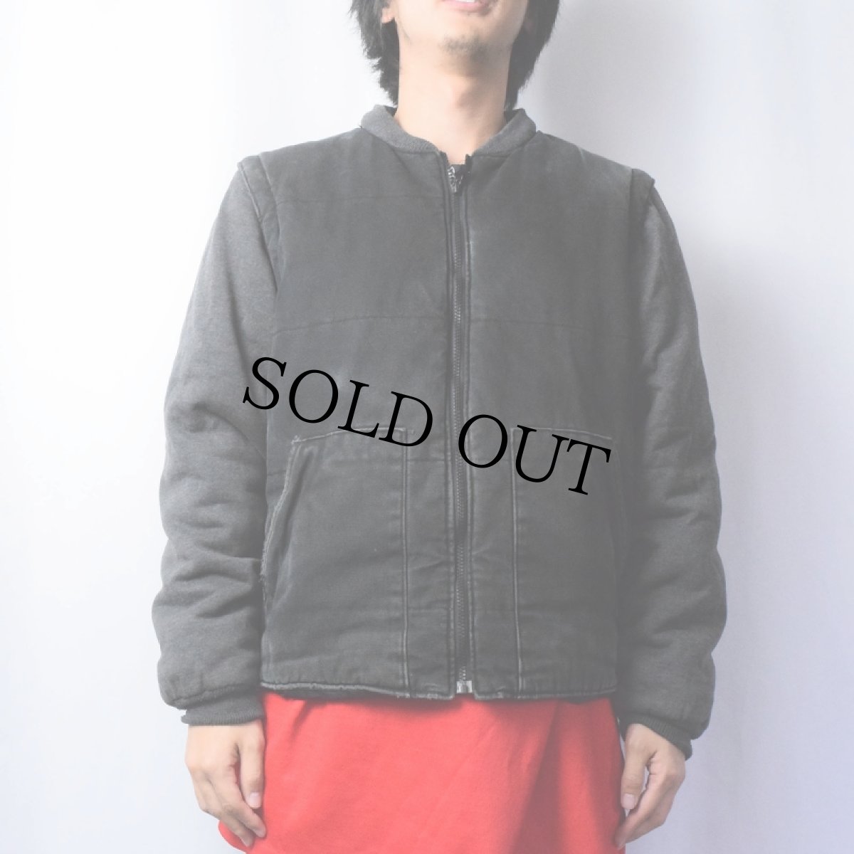 画像2: DAKOTA ドッキングデザイン 中綿入り ジップジャケット BLACK M (2)