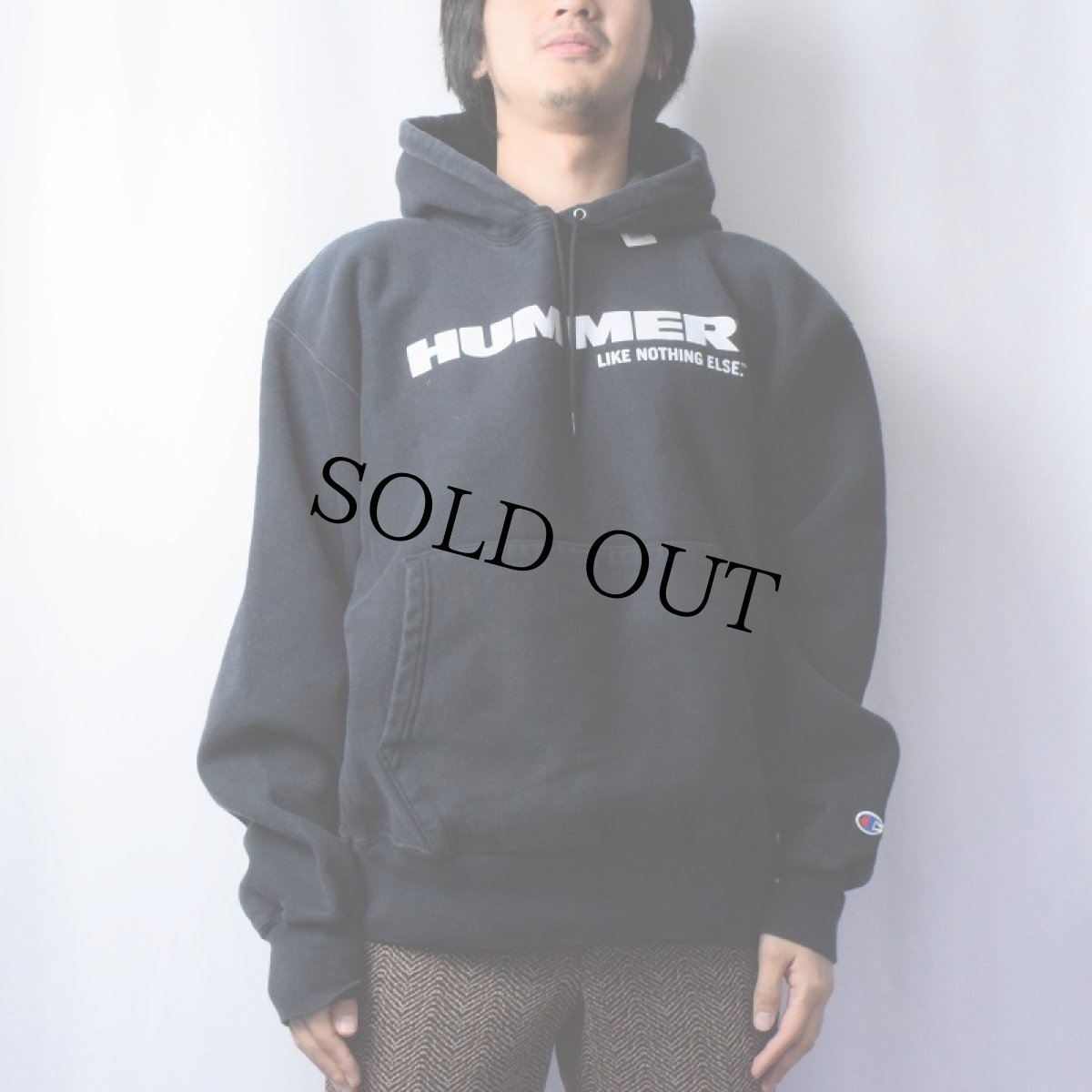 画像3: Champion PREMIUM REVERE WEAVE "HUMMER" 自動車メーカーロゴプリントスウェットフーディー BLACK L (3)