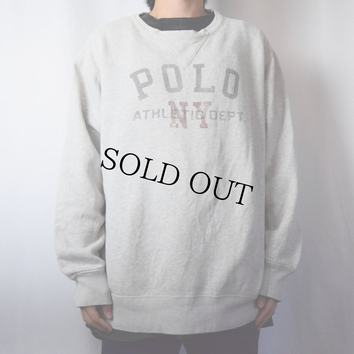 画像2: POLO Ralph Lauren 両V "POLO NY ATHLETIC DEPT" 染み込みプリントスウェット XXL (2)