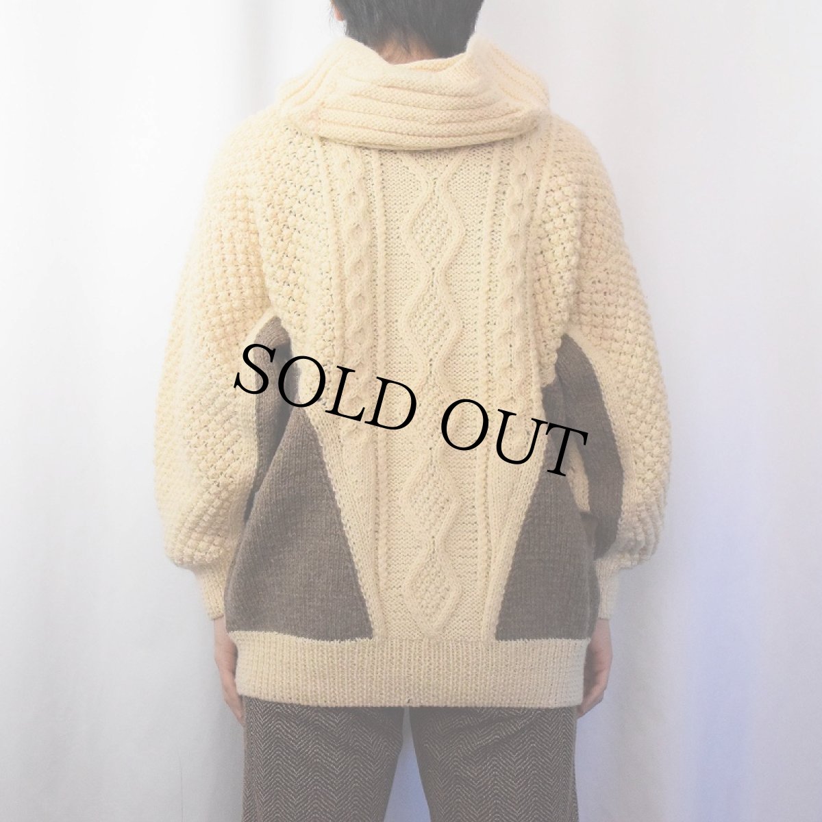 画像3: 90's Roberta Frost 切り替えデザイン ウールニットパーカー M (3)