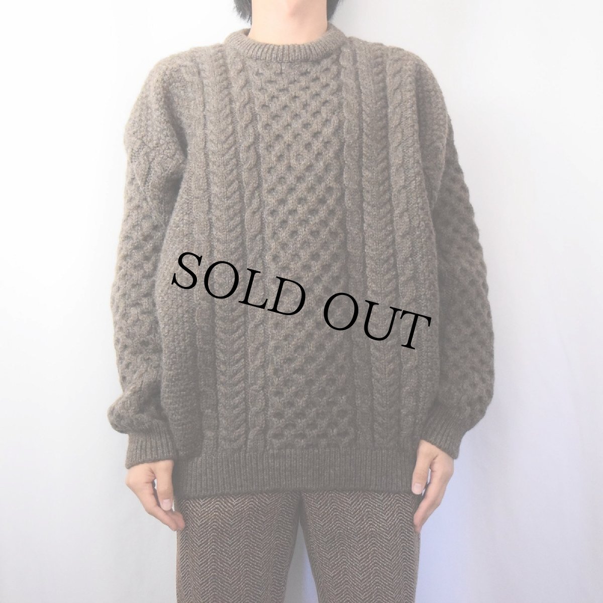 画像2: 80's L.L.Bean IRELAND製 ウールアランニットセーター L (2)