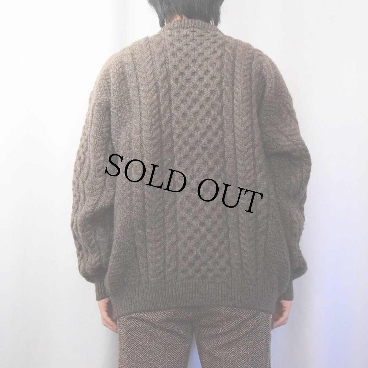 画像3: 80's L.L.Bean IRELAND製 ウールアランニットセーター L (3)