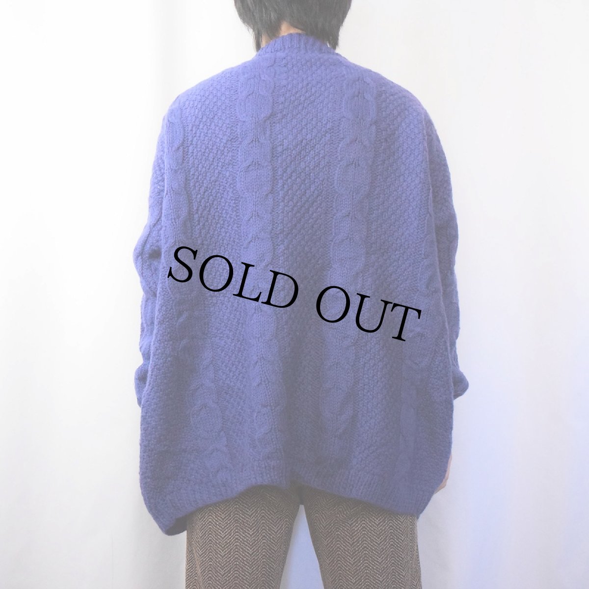 画像3: 80's L.L.Bean ポケット付き ウールアランニットセーター L (3)