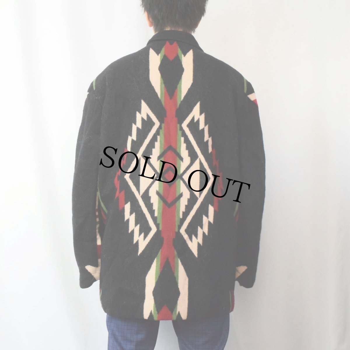 画像3: NATIVE JACKETS ネイティブ柄 メルトンジャケット BLACK XL (3)