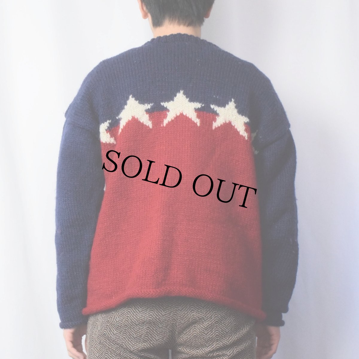 画像3: Avenues NEPAL製 星柄 ウールハンドニットセーター M (3)