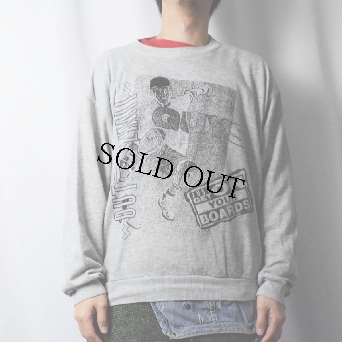 画像2: "JUST GET ON YOUR BOARDS OUT OF LIMIT" プリントスウェット L (2)