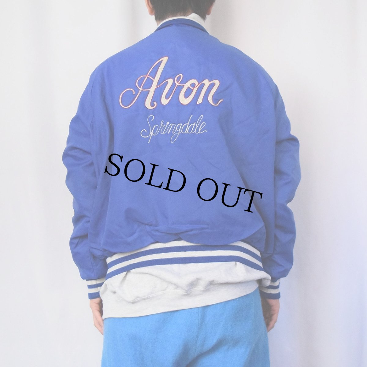 画像4: 80's ARISTO JAC BY Hilton USA製 チェーン刺繍 ナイロンスタジャン L (4)