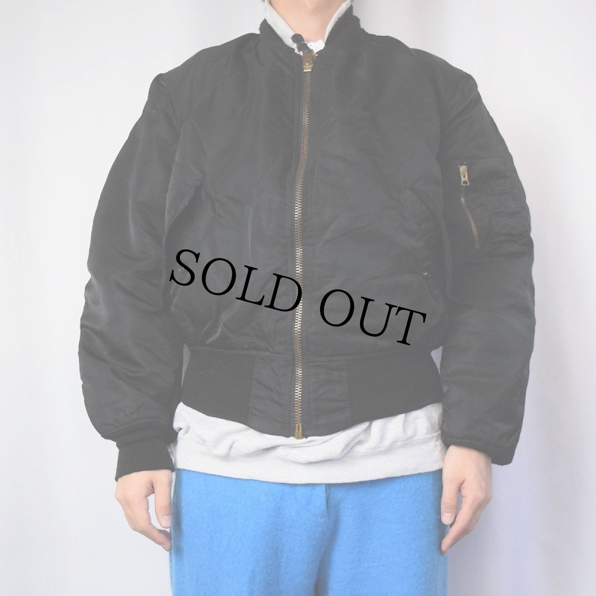 画像3: 民間品 90's ALPHA INDUSTRIES,INC. USA製 MA-1 フライトジャケット BLACK MEDIUM (3)