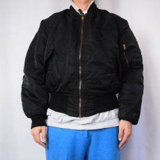 画像3: 民間品 90's ALPHA INDUSTRIES,INC. USA製 MA-1 フライトジャケット BLACK MEDIUM (3)