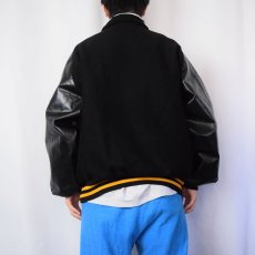 画像3: 90's awaeds USA USA製 フェイクレザー×メルトンウールスタジャン BLACK XXL (3)