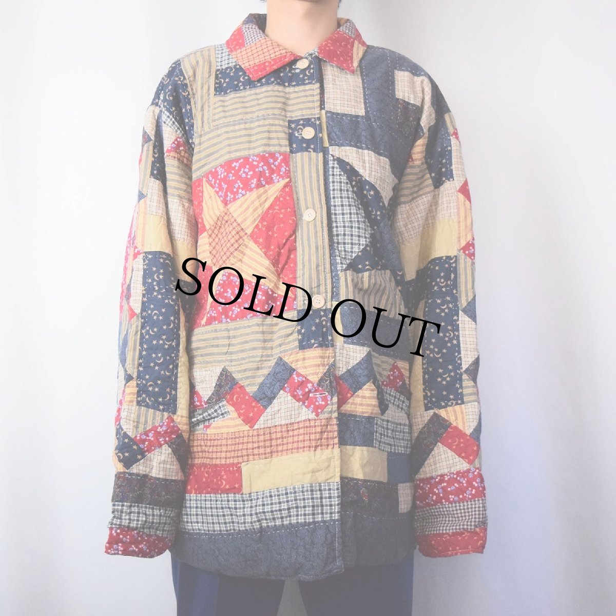 画像3: リバーシブル パッチワーク キルティングジャケット XXL (3)