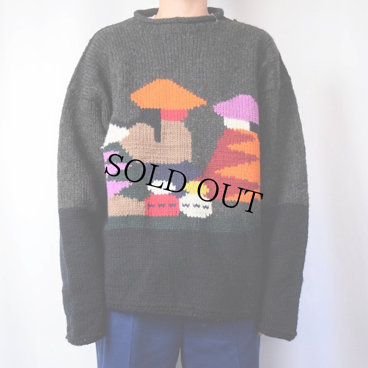 画像3: 柄編み ロールネック ウールニットセーター  (3)