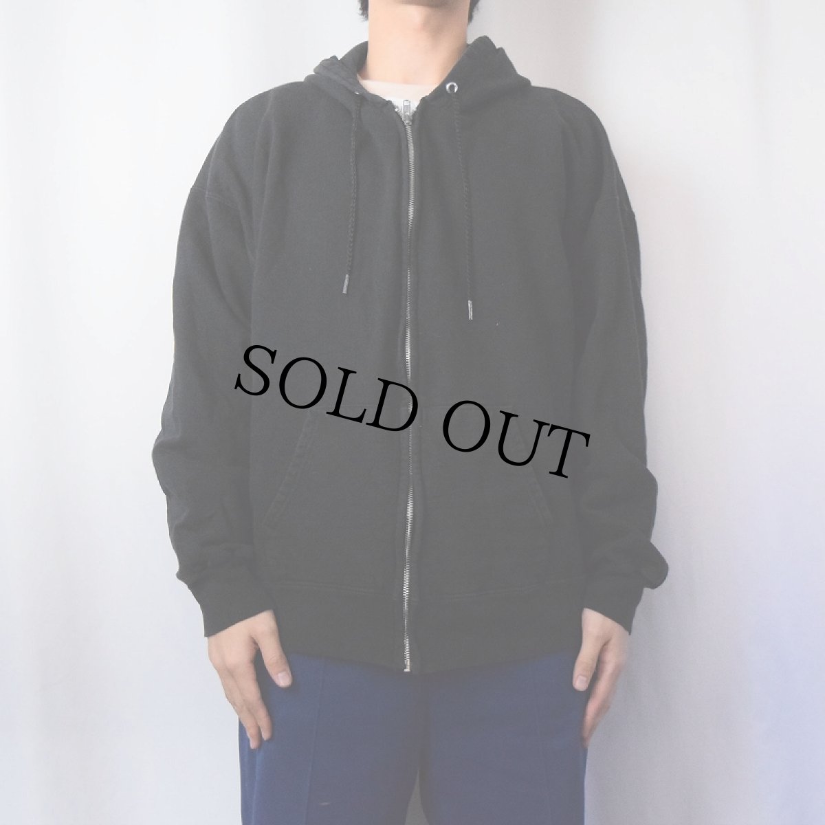 画像2: Hanes 無地スウェットジップパーカー BLACK L (2)