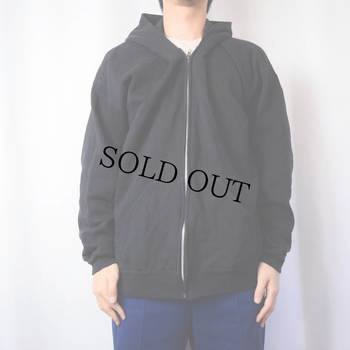 画像2: SOFFE 無地スウェットジップパーカー BLACK 2XL (2)