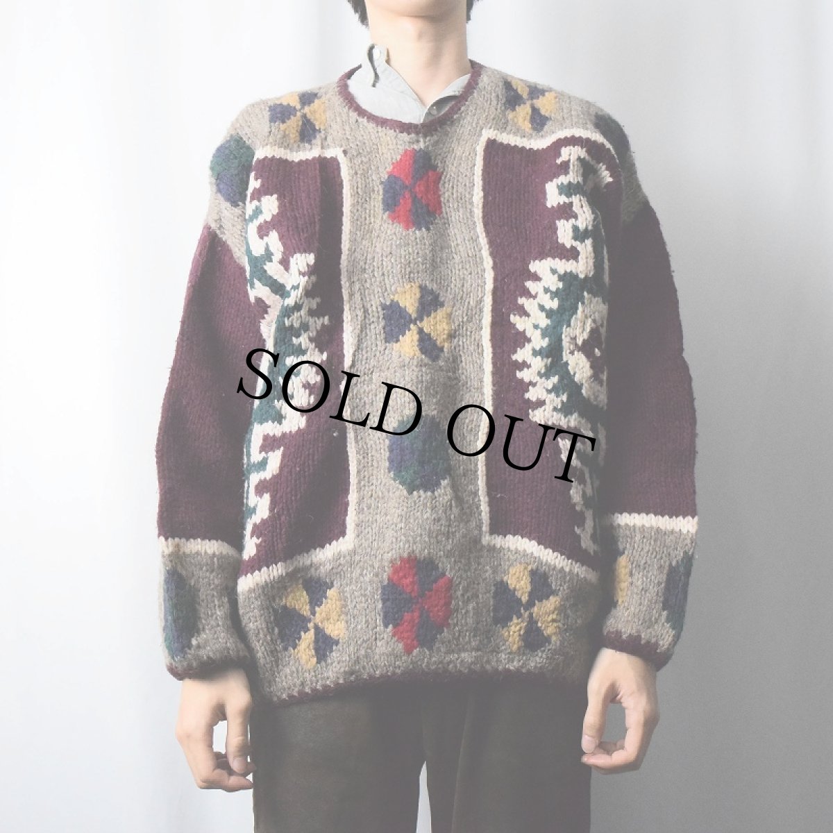 画像3: REY WEAR ECUADOR製 民族柄 ウールニットセーター (3)