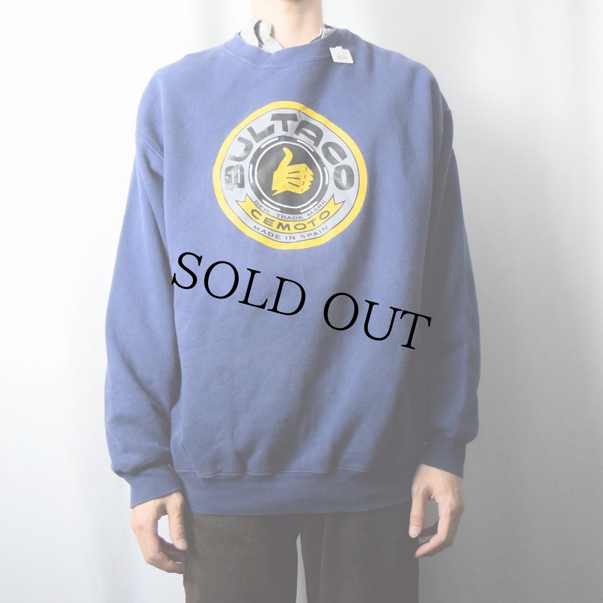 画像2: 90's BULTACO CEMOTO プリントスウェット NAVY XXL (2)