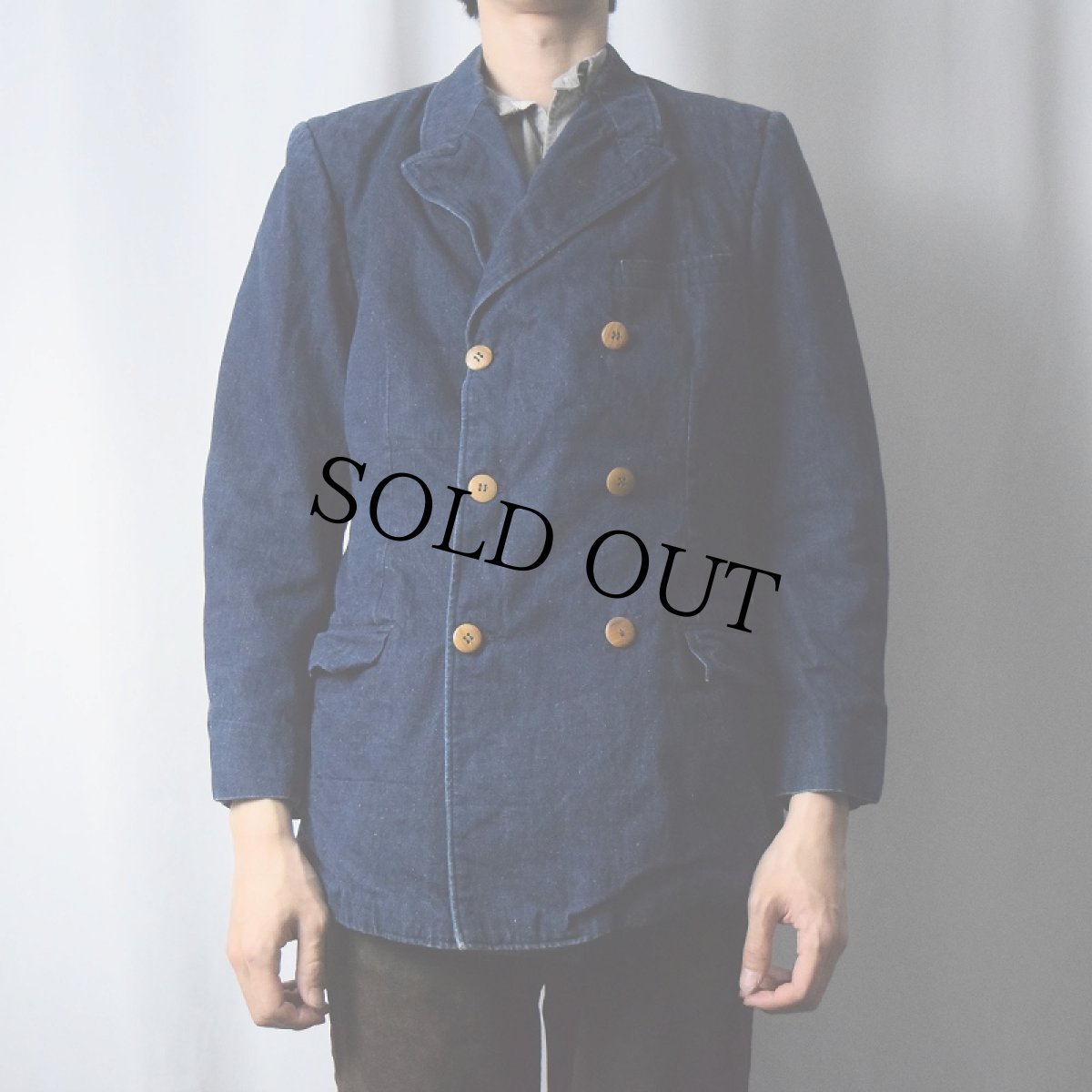 画像2: GEORGES MONOSIET ダブルブレスト デニムテーラードジャケット  (2)