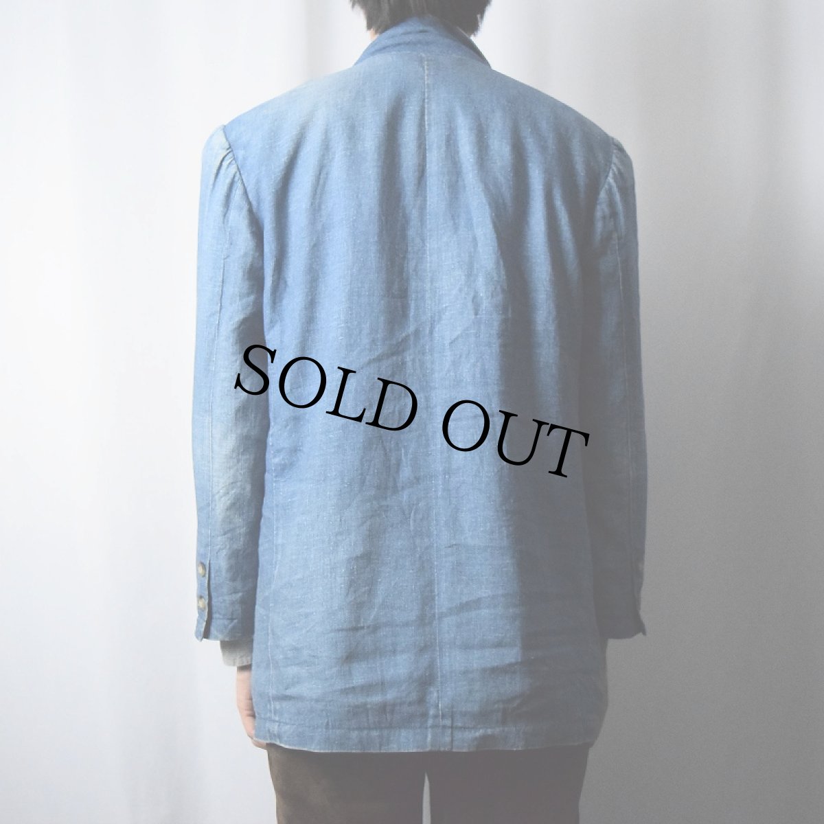 画像3: 80〜90's Eddie Bauer インディゴリネン テーラードジャケット M (3)