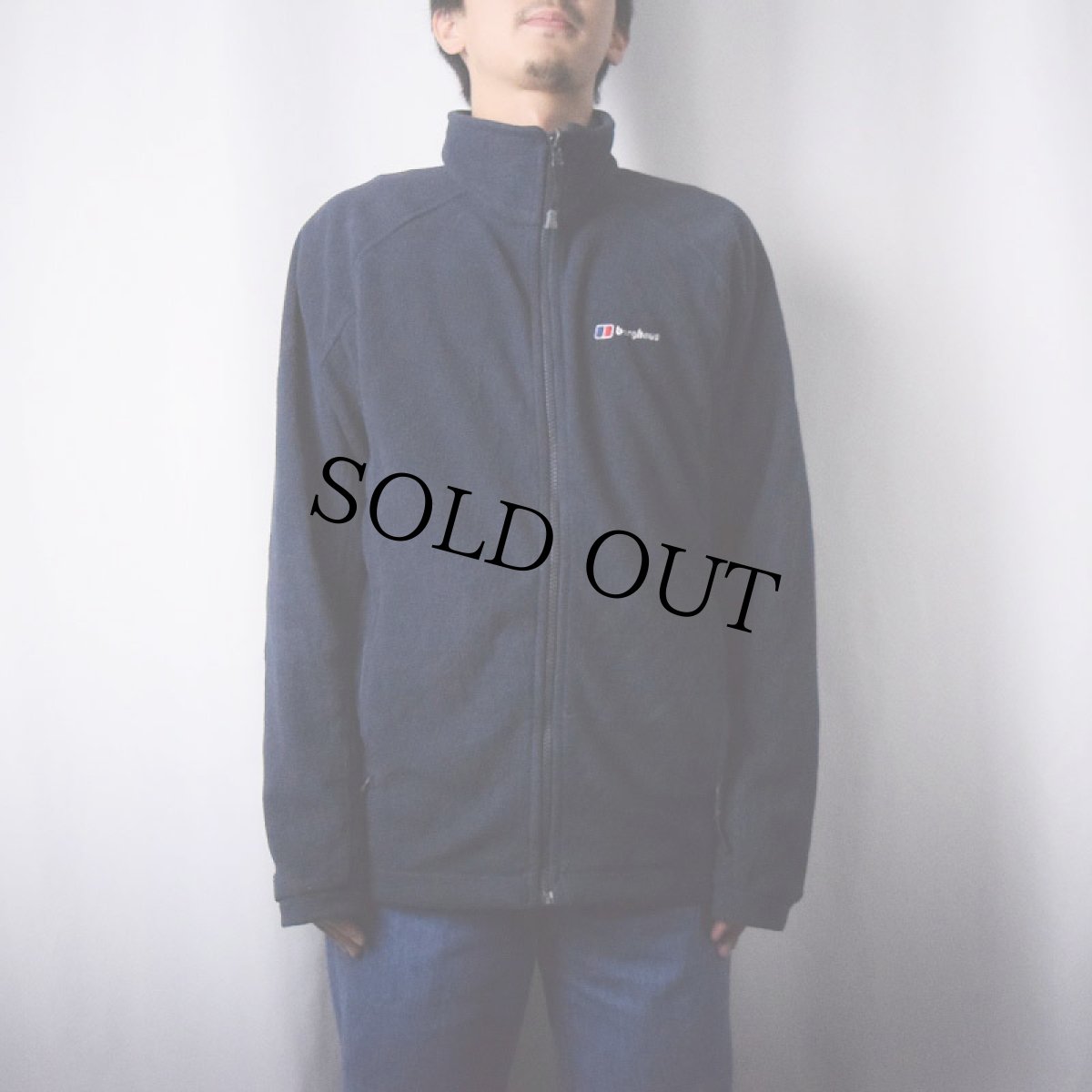 画像2: berghaus ロゴ刺繍 フリースジップジャケット NAVY L (2)