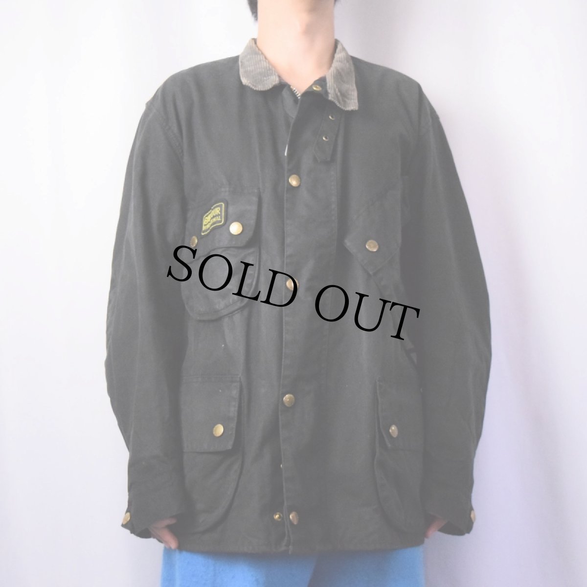画像2: 90's Barbour ENGLAND製 "INTERNATIONAL SUIT" オイルドジャケット 3ワラント BLACK (2)