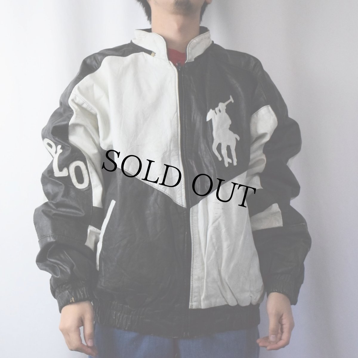画像3: 90's ブート "POLO Ralph Lauren" 切り替えデザインレザージャケット XL (3)