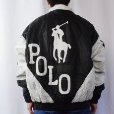 画像4: 90's ブート "POLO Ralph Lauren" 切り替えデザインレザージャケット XL (4)