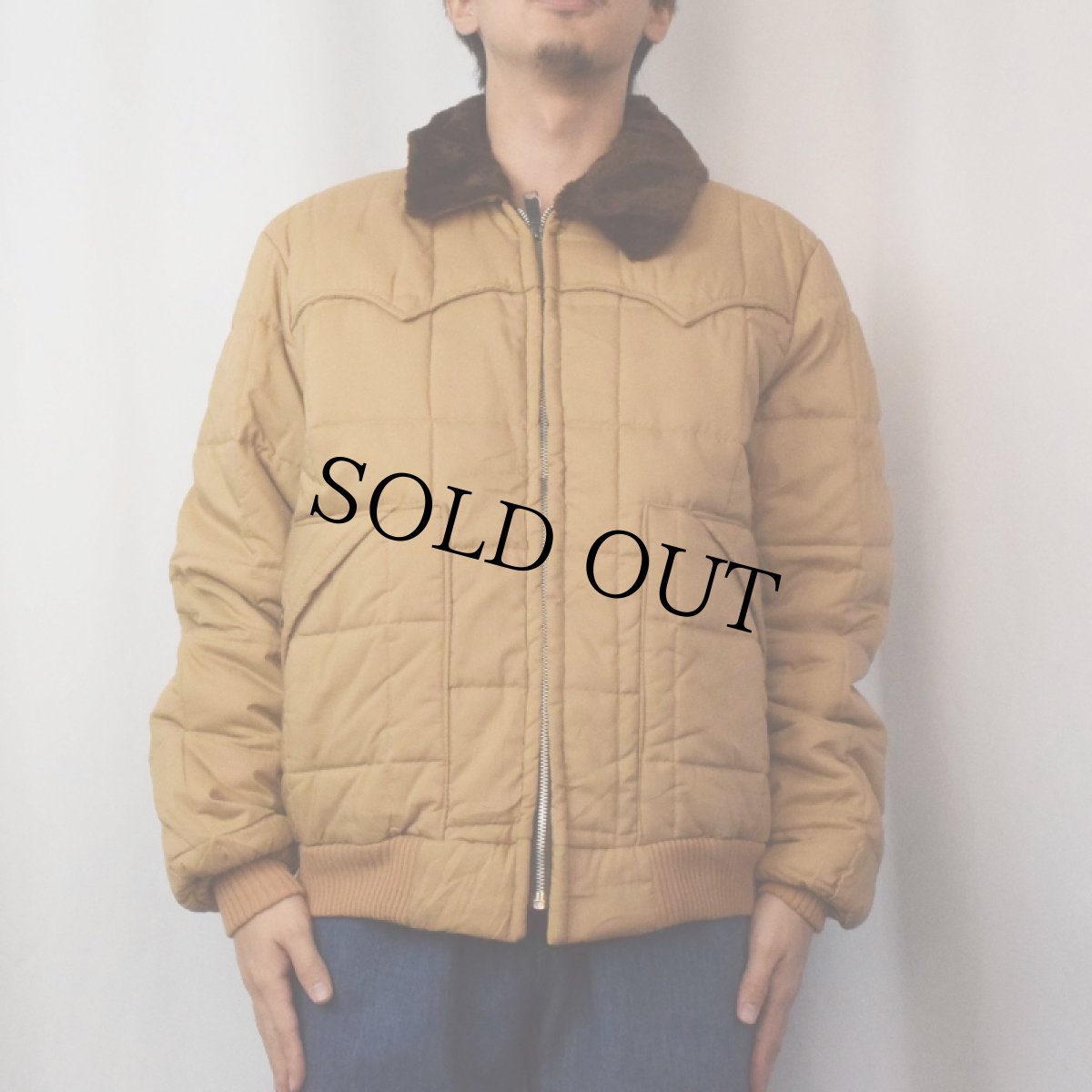 画像2: 70's〜 USA製 中綿入り 襟ボア ウエスタンキルティングジャケット (2)