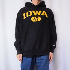 画像2: Champion ORIGINAL REVERSE WEAVE "IOWA" プリントスウェットフーディー BLACK S (2)