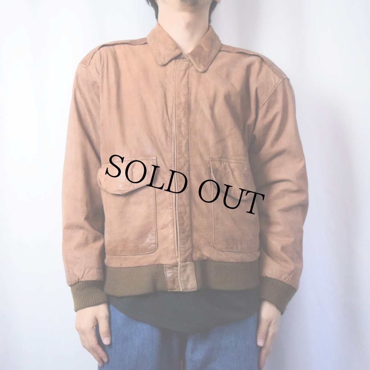 画像2: 〜90's GLOBAL LEATHER FASHION IDENTITY KOREA製 "A-2 TYPE" レザージャケット M (2)