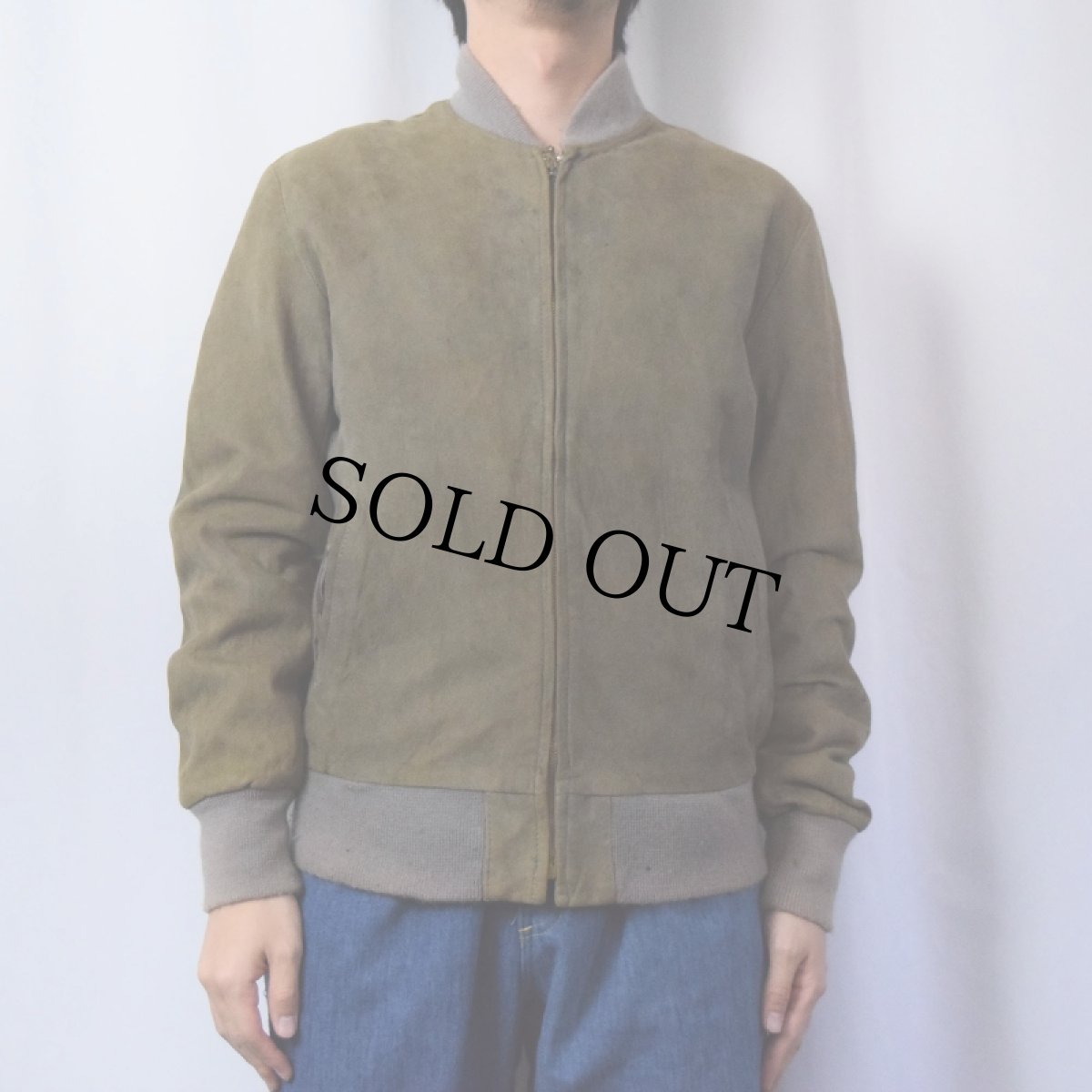 画像2: 80's Reminiscence スエードレザージャケット OLIVE (2)