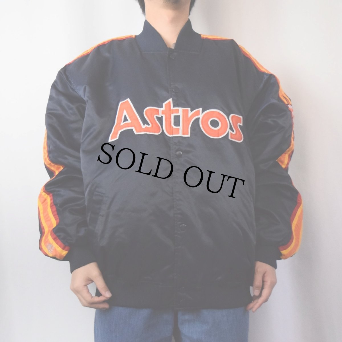 画像3: 90's MLB COOPERSTOWN COLLECTION BY Majestic KOREA製 "Astros" ナイロンスタジャン NAVY XXL  (3)