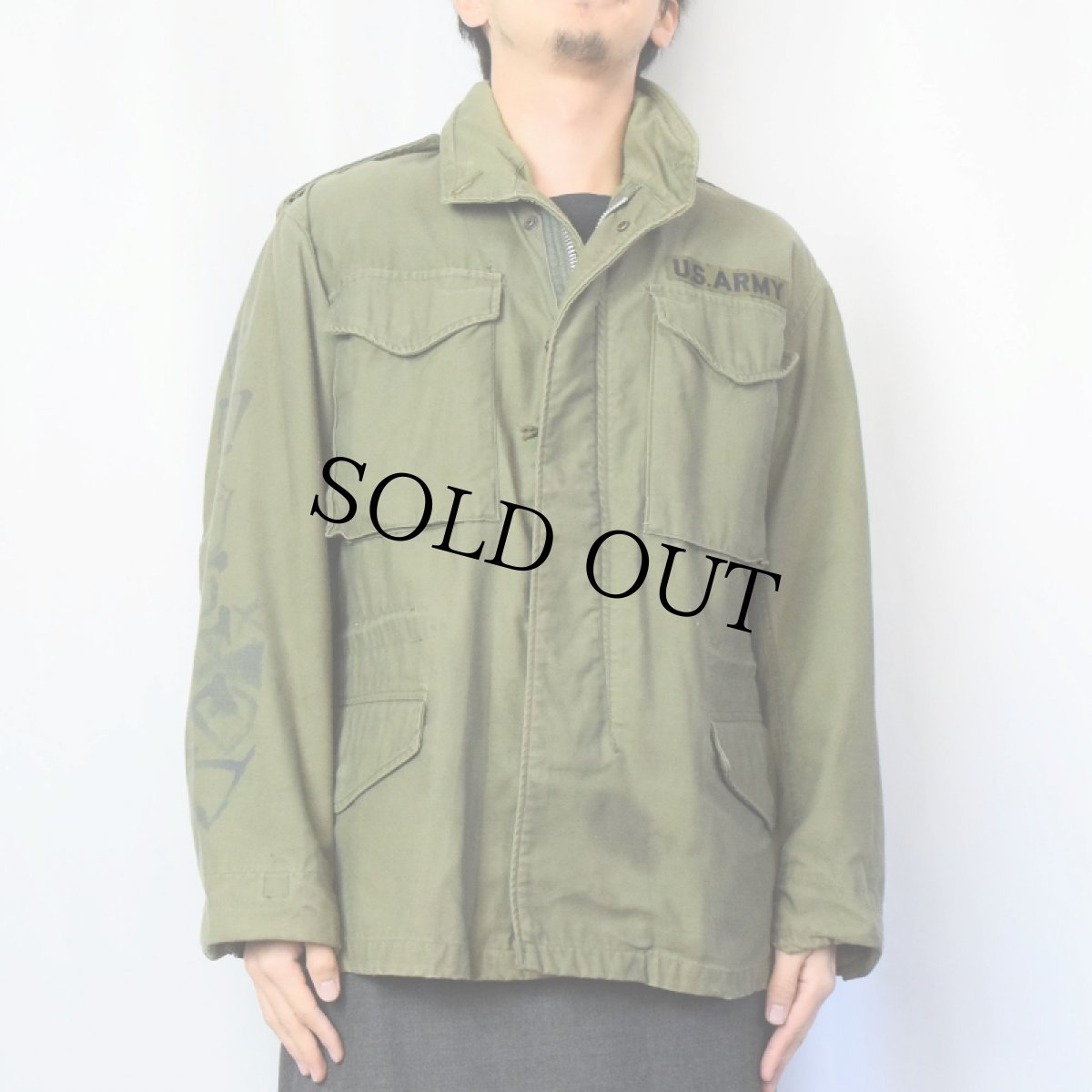 画像2: 60's U.S.MILITARY M-65 "SLAYER" ハンドペイント フィールドジャケット SMALL-SHORT (2)