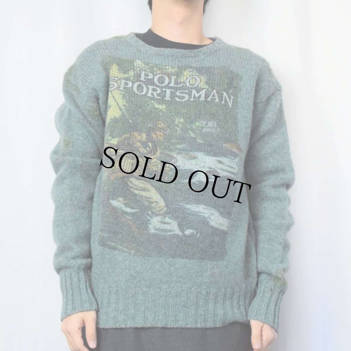画像2: 80〜90's POLO COUNTRY Ralph Lauren "POLO SPORTSMAN" プリント ウールニットセーター M (2)