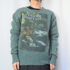 画像2: 80〜90's POLO COUNTRY Ralph Lauren "POLO SPORTSMAN" プリント ウールニットセーター M (2)