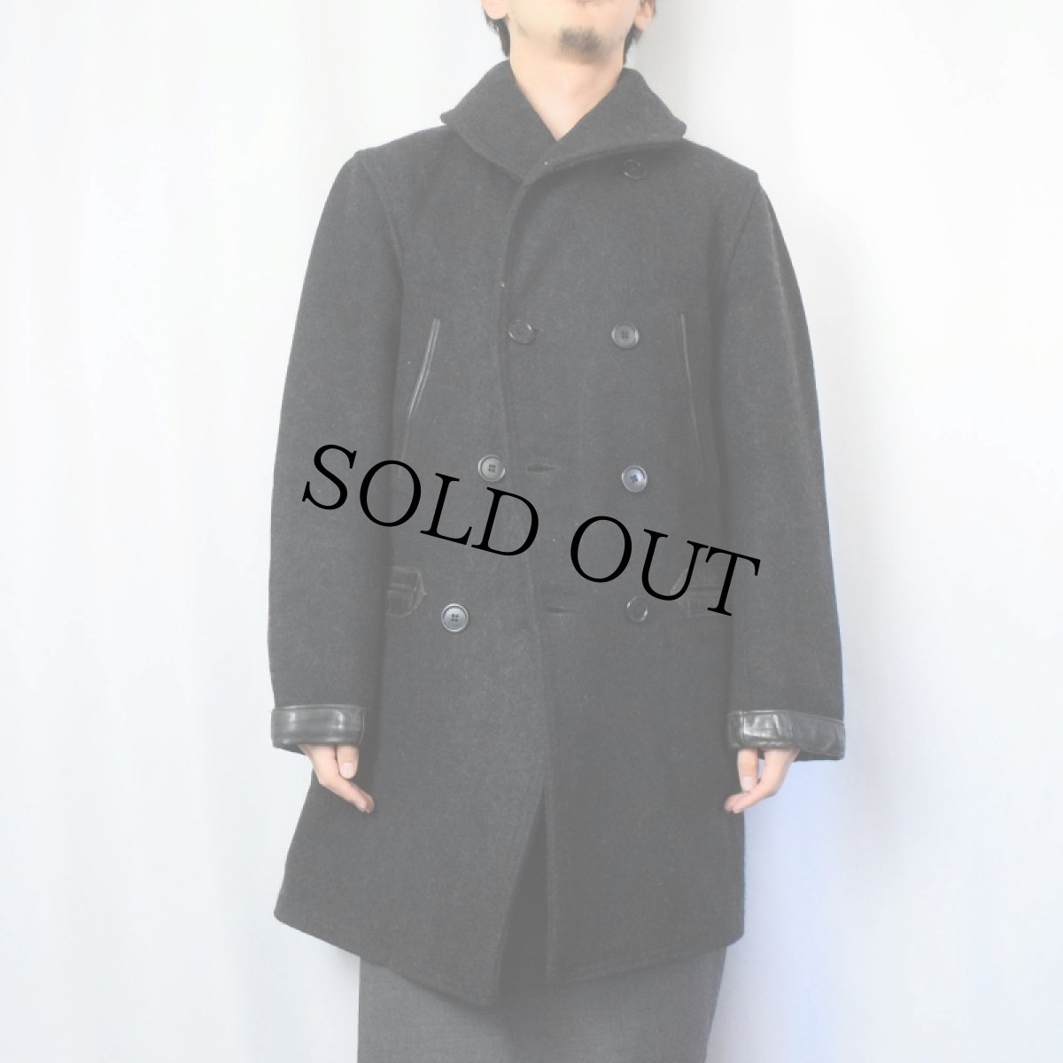 画像2: 40's Monarch ダブルブレスト ショールカラー ウールコート BLACK  (2)