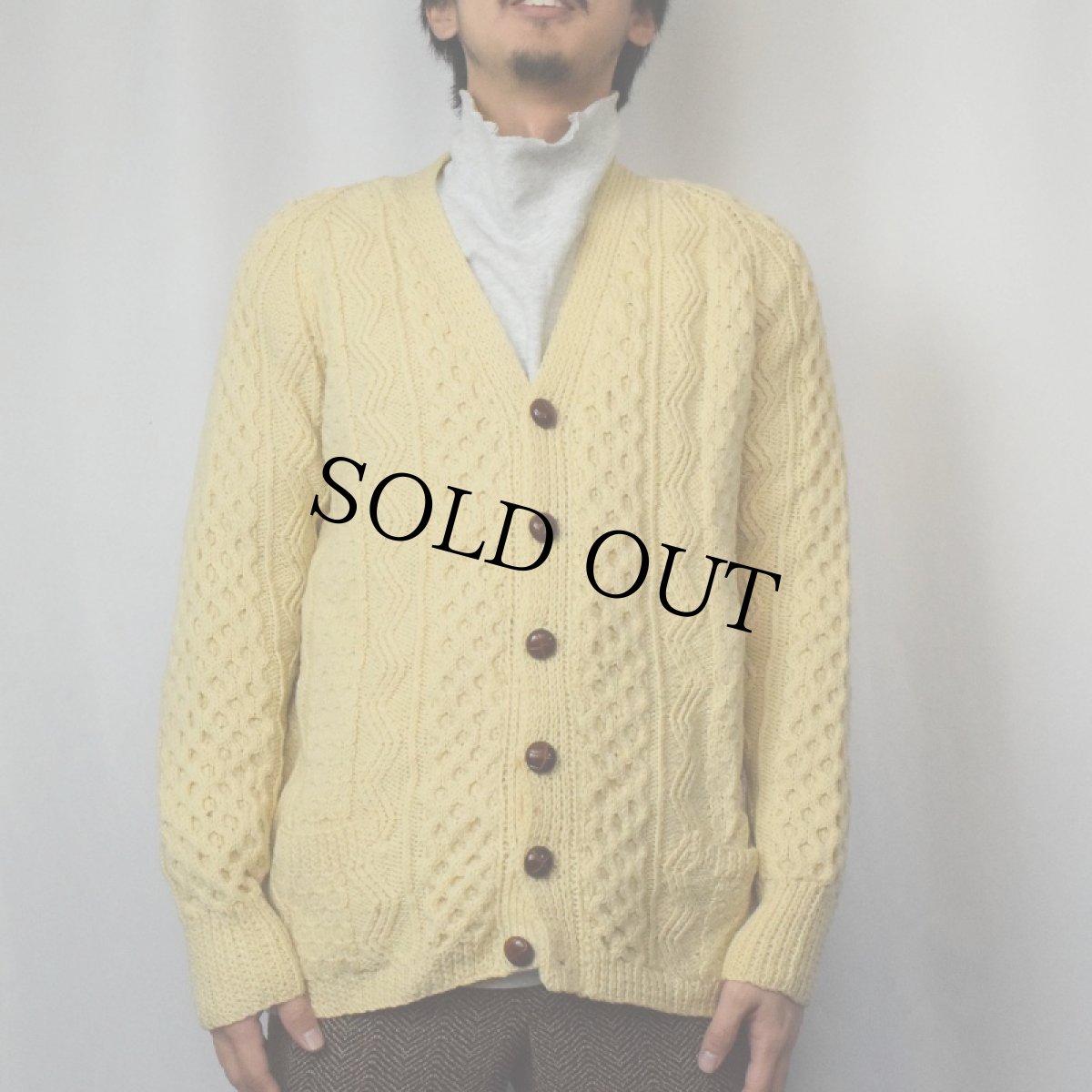 画像2: 60's Barnas-Mor ウールアランニットカーディガン  (2)