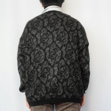 画像3: 80's benetton ITALY製 総柄 アクリル×モヘア ニットカーディガン SIZE48 (3)