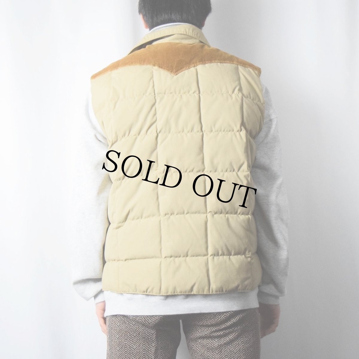 画像3: 80's Tempco USA製 ナイロン×コーデュロイ ウエスタンダウンベスト L (3)