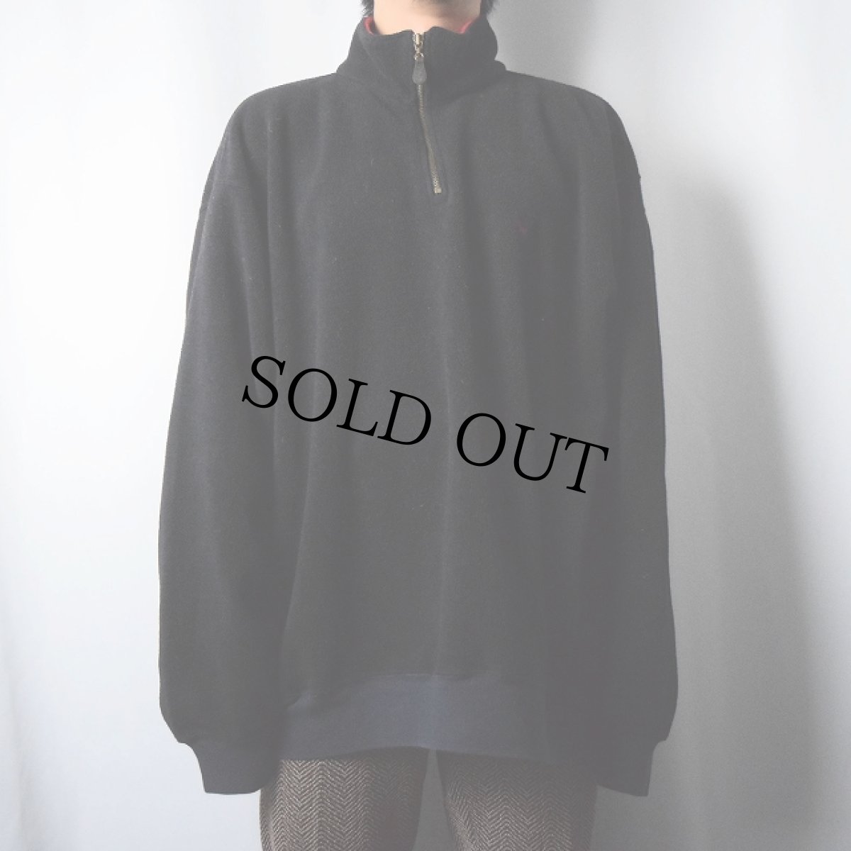 画像2: POLO Ralph Lauren ロゴ刺繍 ハーフジップ フリースプルオーバージャケット BLACK XXL (2)