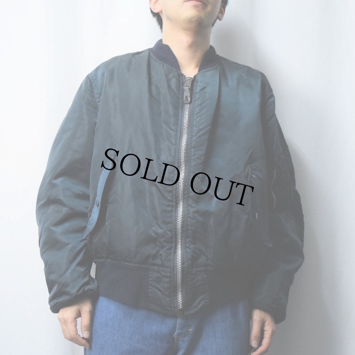 画像3: 民間品 90's ALPHA INDUSTRIES,INC. MA-1 フライトジャケット NAVY L (3)
