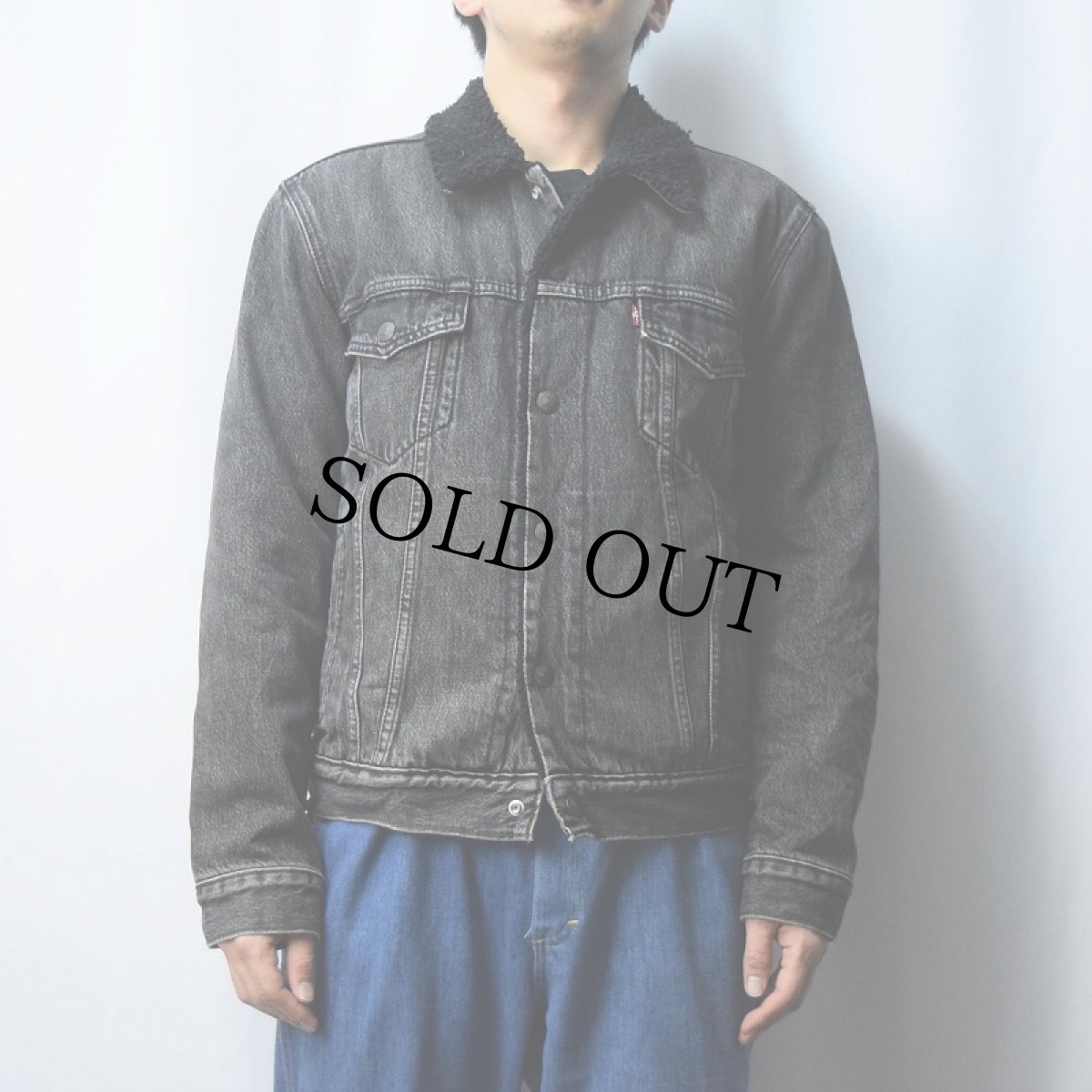 画像2: Levi's 裏ボア ブラックデニムジャケット S (2)