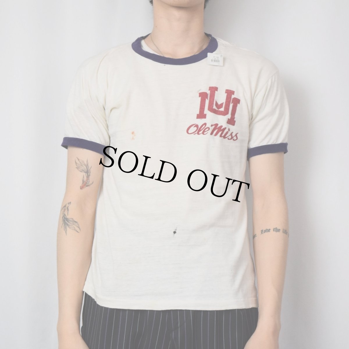 画像2: 60's CARL COERS "OLE MISS" プリントリンガーTシャツ M (2)