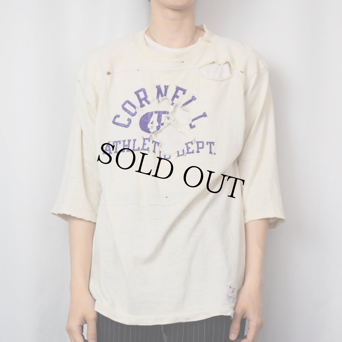 画像2: 80's Champion トリコタグ USA製 "CORNELL 45 " フットボールロンT XL (2)